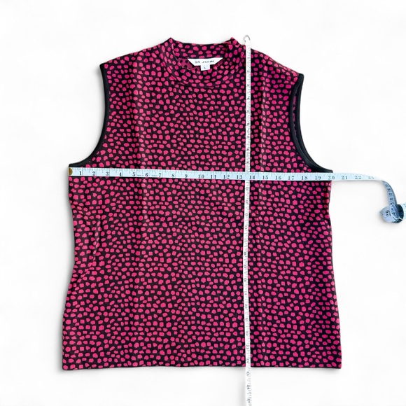NWOT St. John Santana Knit Pink Black Animal Print Sleeveless Shell Tank Top L - Picture 9 of 11